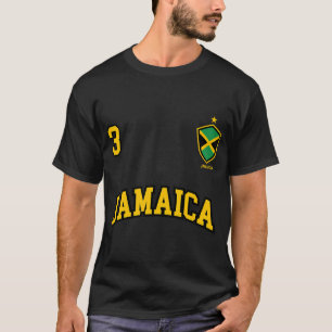 Jamaica Number 3 Soccer Team Sports Jamaican Flag T-Shirt