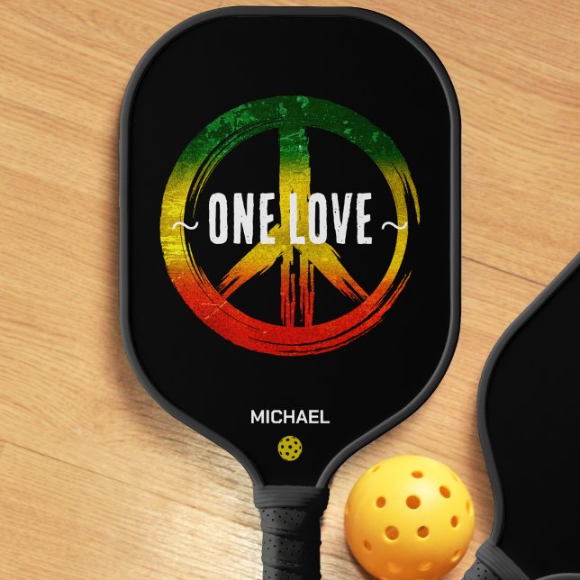 Jamaica One Love Rasta Colour Peace Symbol Jamaica Pickleball Paddle (black Jamaica Rasta colors peace symbol one love pickleball paddle)