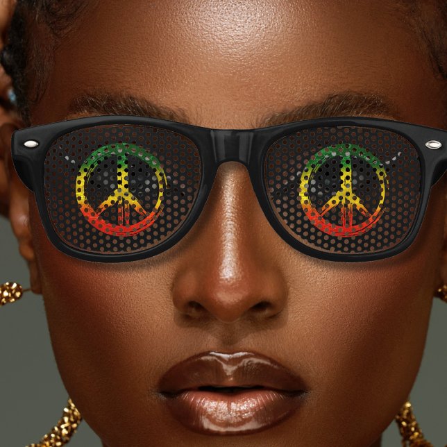 Jamaica One Love Rasta Colour Peace Symbol Jamaica Retro Sunglasses (Jamaica Rasta colors peace symbol retro sunglasses)