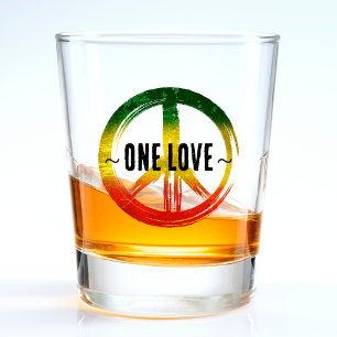 Jamaica One Love Rasta Colour Peace Symbol Jamaica Shot Glass