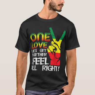 Jamaica One Love Reggae Caribbean Music Pride Flag T-Shirt
