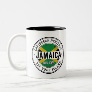 Jamaica Passport Stamp Caribbean Heritage Two-Tone Coffee Mug
