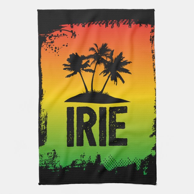 Jamaica Patwah Saying Irie Chill Out Relax Tea Towel (Vertical)