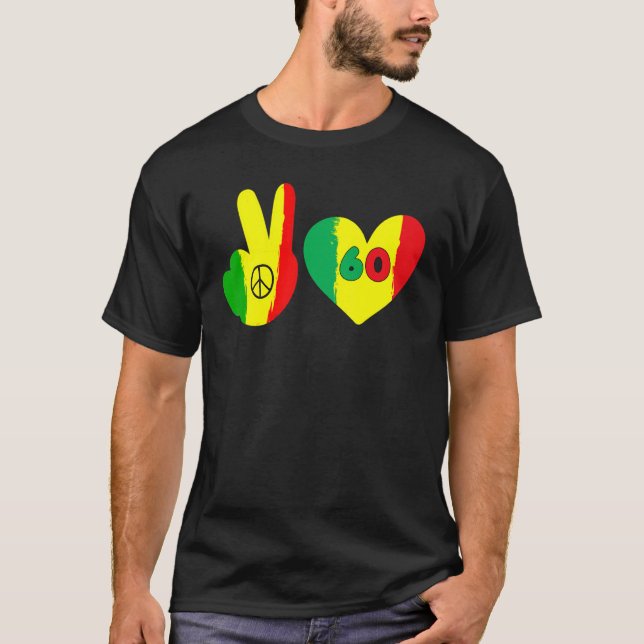 Jamaica Peace Sign Love Flag 60 Independence Day Y T-Shirt (Front)