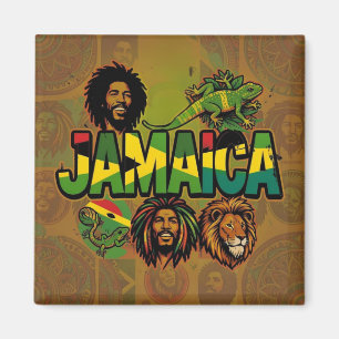 Jamaica proud magnet with jamaican colours