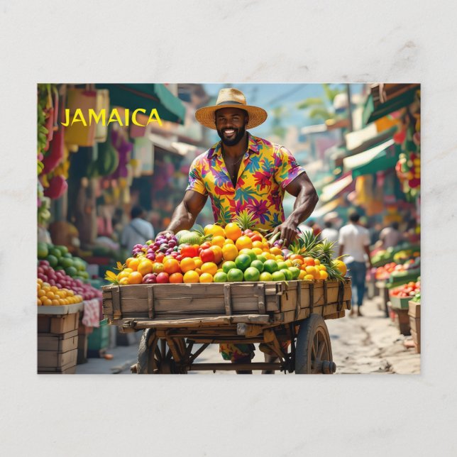 Jamaica push cart postcard (Front)