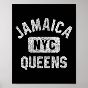 Jamaica Queens Nyc Gym Style Distressed White Prin Poster