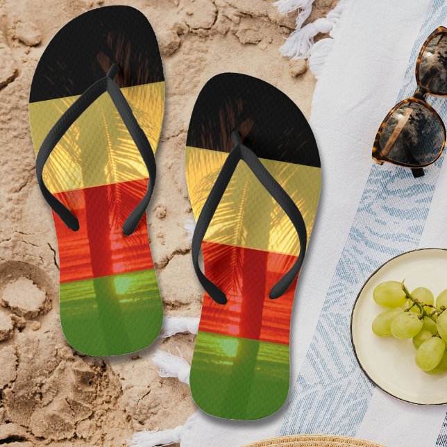 Jamaica Rasta Colours Caribbean Island Beach Flip Flops (Jamaica Rasta Colors Caribbean Island Beach Flip Flops)
