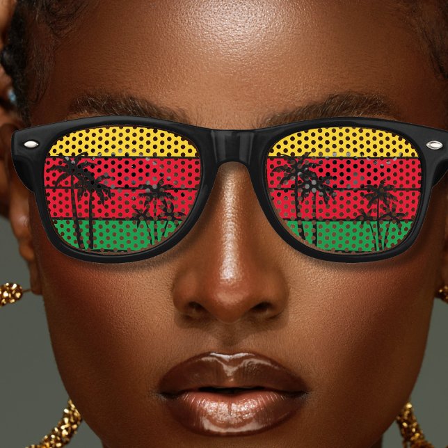 Jamaica Rasta Colours Island Palm Trees Jamaican Retro Sunglasses (jamaica rasta colors beach palm tree sunglasses)