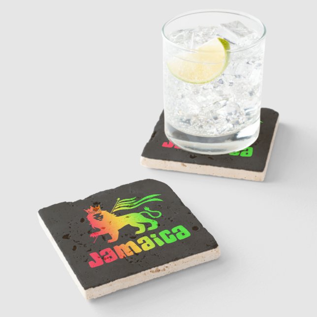 Jamaica Rasta Lion  Stone Coaster (Side)
