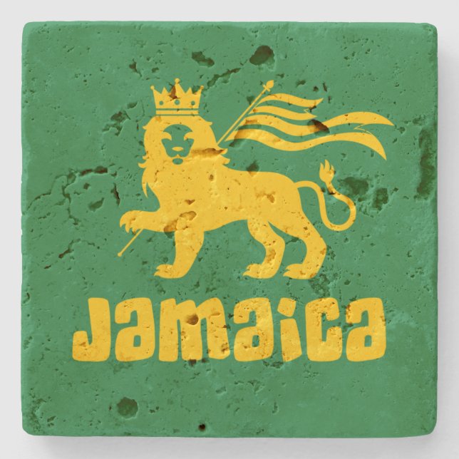Jamaica Rasta Lion   Stone Coaster (Front)