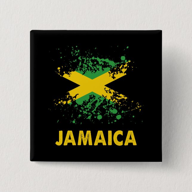 Jamaica Retro Watercolors Jamaican Flag 15 Cm Square Badge (Front)