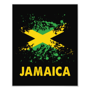 Jamaica Retro Watercolors Jamaican Flag Photo Print