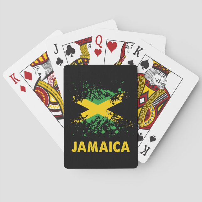 Jamaica Retro Watercolors Jamaican Flag Playing Cards (Back)