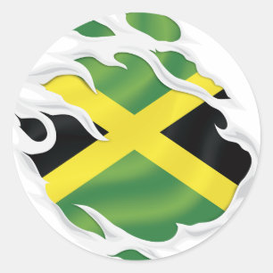 Jamaica Ripped Flag Classic Round Sticker