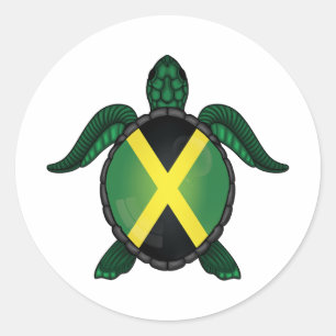 Jamaica sea turtle flag classic round sticker