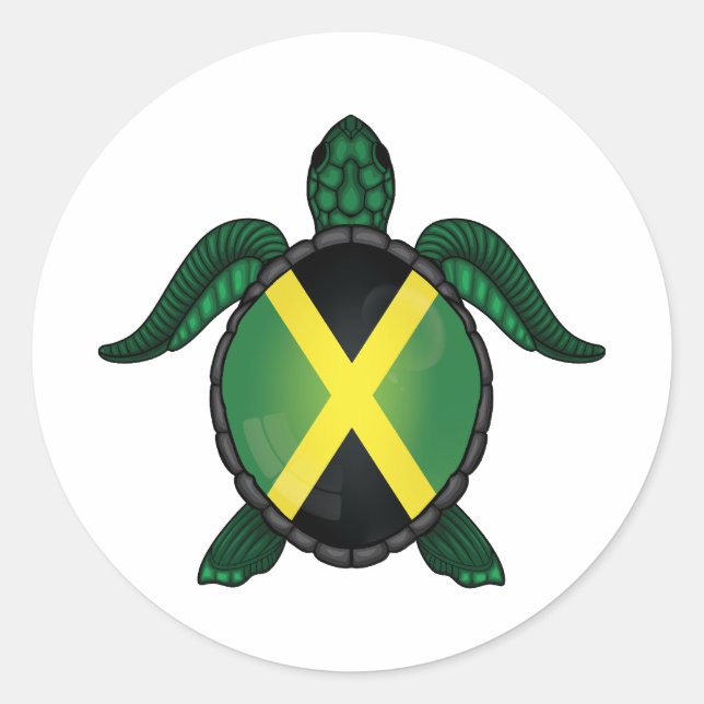 Jamaica sea turtle flag classic round sticker (Front)