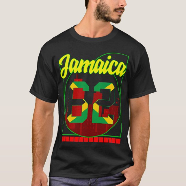 Jamaica Shirt, Jamaica 62 Jamaican Flag Design T-Shirt (Front)