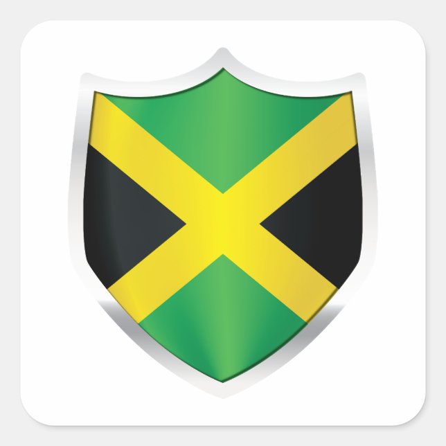 Jamaica Silver Shield Flag Square Sticker (Front)
