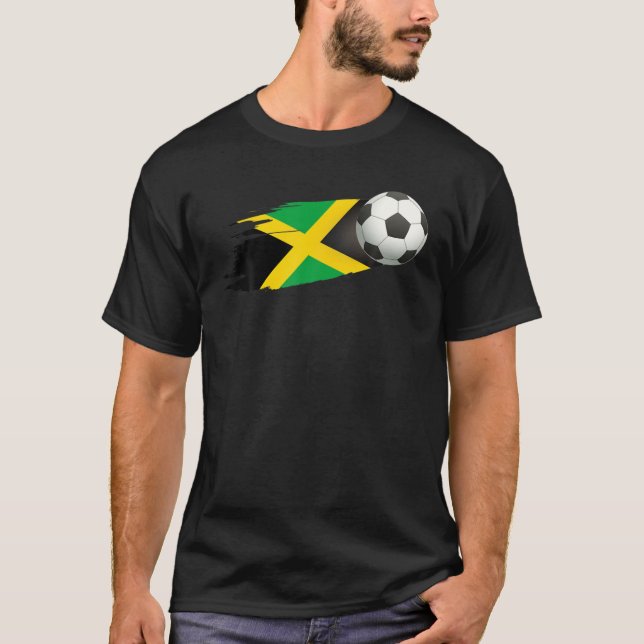 Jamaica Soccer Ball Jamaica Flag Jersey - Jamaican T-Shirt (Front)