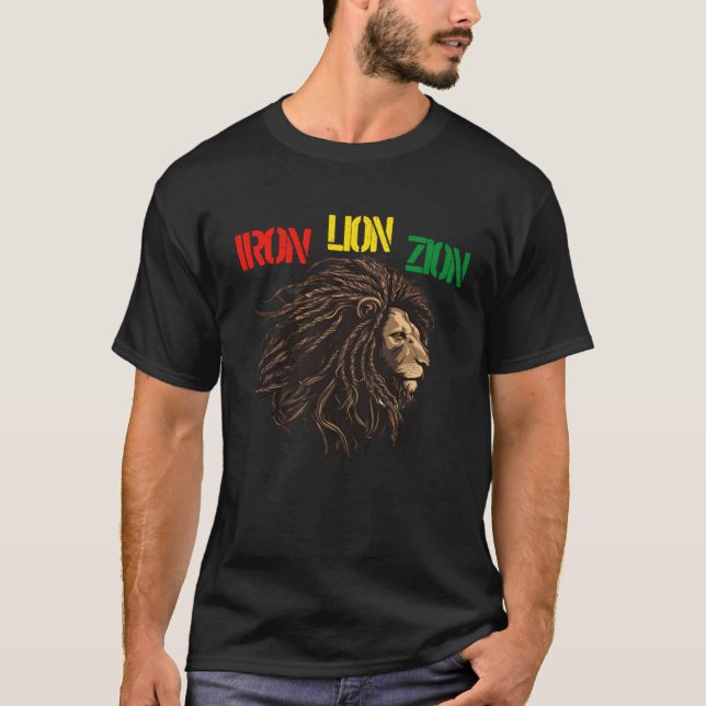 Jamaica Souvenir Rasta Clothing Lion of Judah Root T-Shirt (Front)