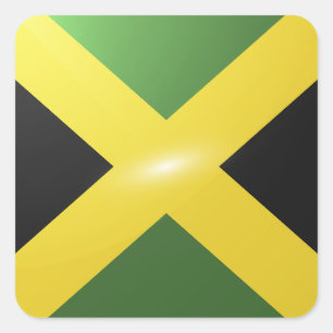 Jamaica square glossy flag square sticker