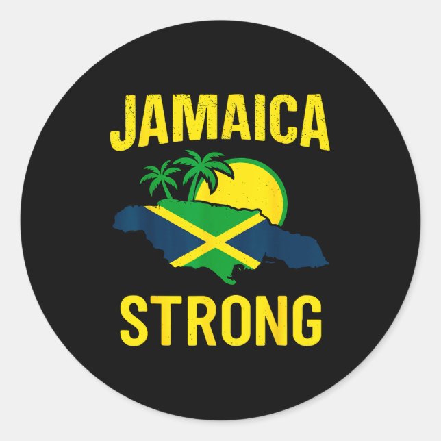 Jamaica Strong I Love Jamaican Flag Heart Women Me Classic Round Sticker (Front)