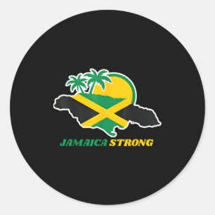 Jamaica Strong I Love Jamaican Flag Heart Women Me Classic Round Sticker