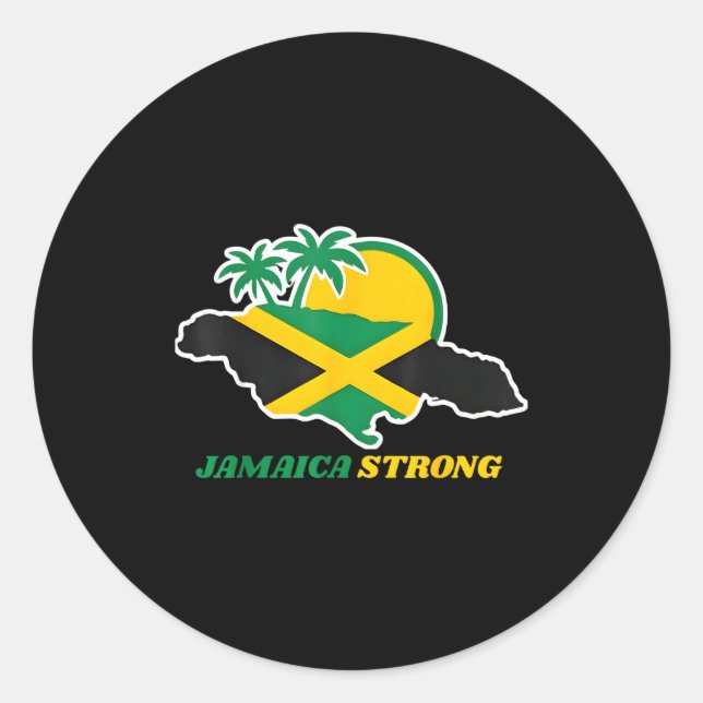 Jamaica Strong I Love Jamaican Flag Heart Women Me Classic Round Sticker (Front)