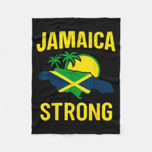 Jamaica Strong I Love Jamaican Flag Heart Women Me Fleece Blanket