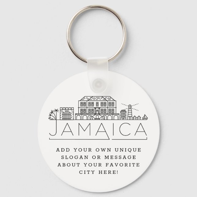 Jamaica Stylised Skyline| Custom Slogan Key Ring (Front)