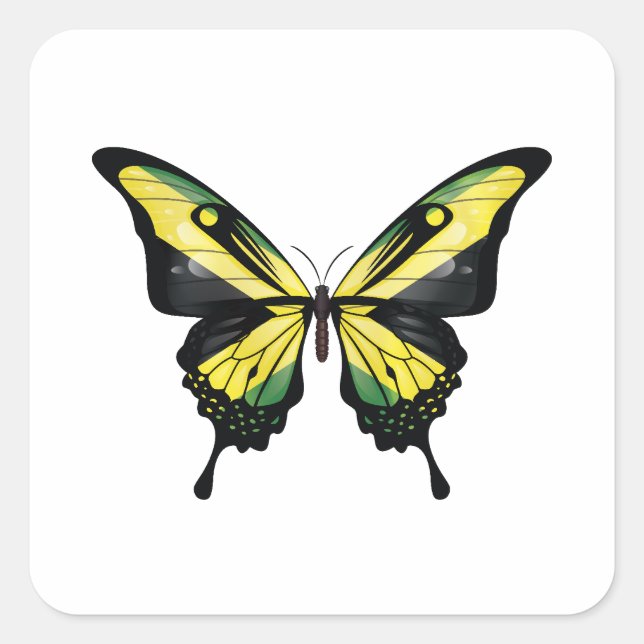 Jamaica Swallowtail Butterfly Flag Square Sticker (Front)