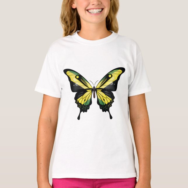 Jamaica Swallowtail Butterfly Flag T-Shirt (Front)