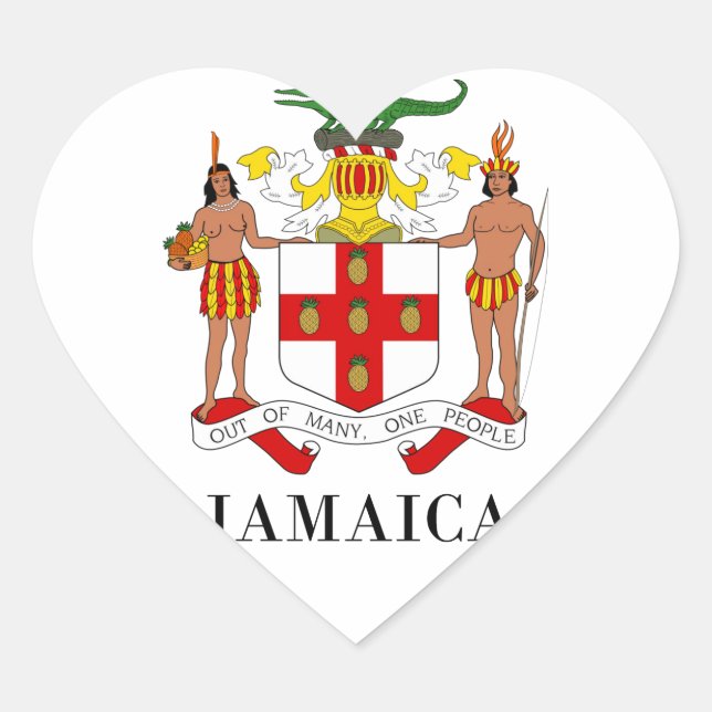 JAMAICA - symbol/coat of arms/flag/colours/emblem Heart Sticker (Front)