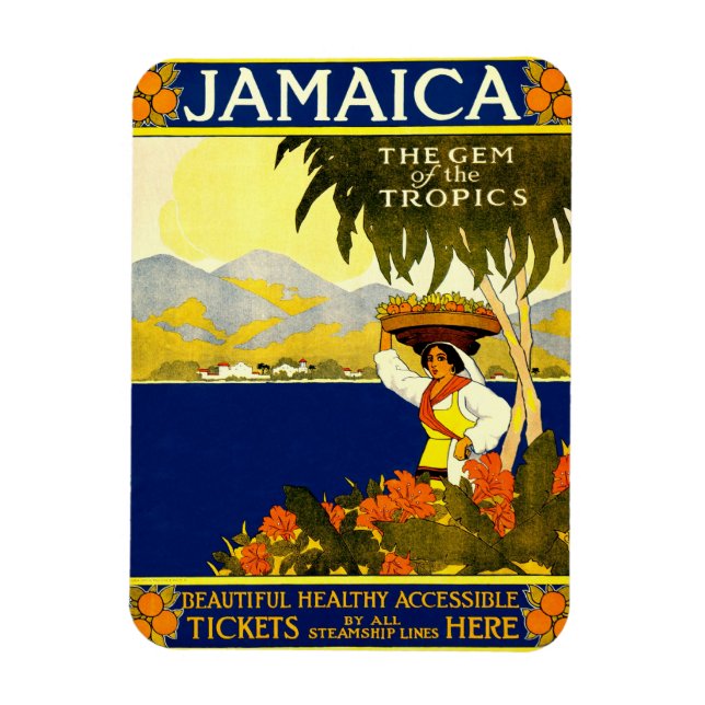 Jamaica the Gem of the Tropics Travel Poster 1910 Magnet (Vertical)