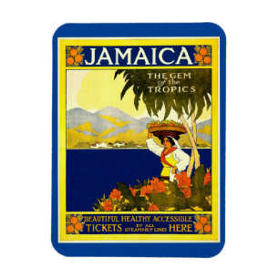 Jamaica, The Gem of the Tropics, Vintage Style  Magnet