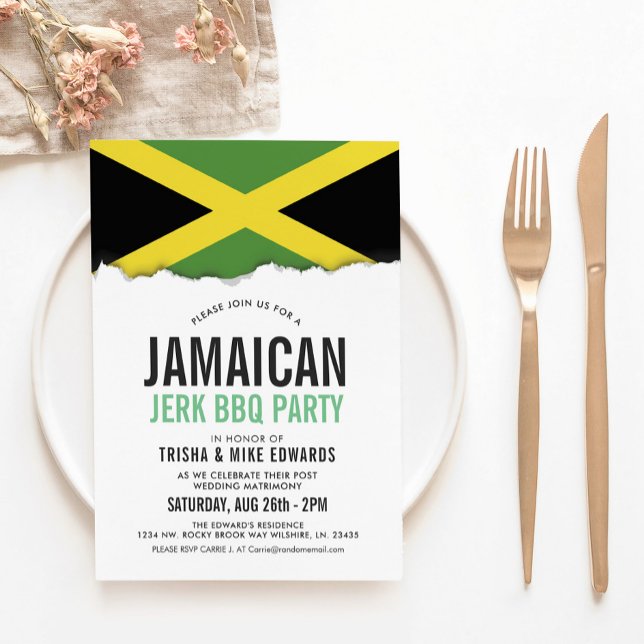 Jamaica Themed Cuisine | Party Flag Invite White (Creator Uploaded)