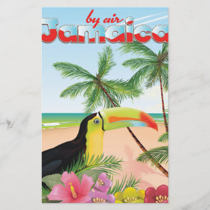 Jamaica toucan beach poster stationery