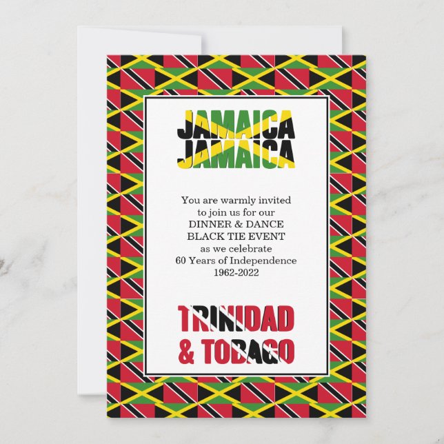 Jamaica Trinidad 60th Anniversary Independence Invitation (Front)