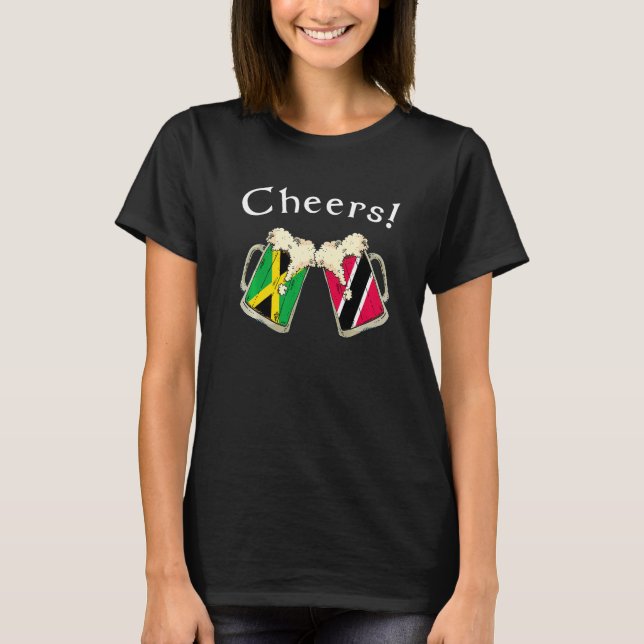 Jamaica Trinidad & Tobago Flag Cheers Beer Grown P T-Shirt (Front)