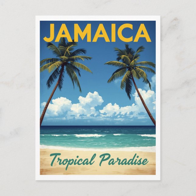 Jamaica Tropical Paradise Vintage Beach Travel Postcard (Front)