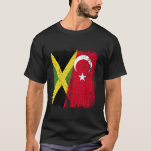 Jamaica Turkey Half Flag Turkiye Jamaican Turkish T-Shirt