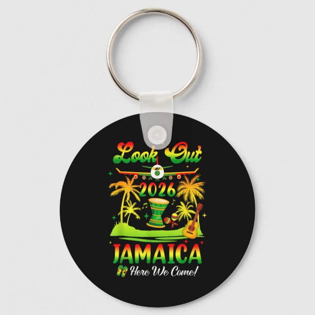 Jamaica Vacation 2026 Here We Come Matching Birthd Key Ring (Front)