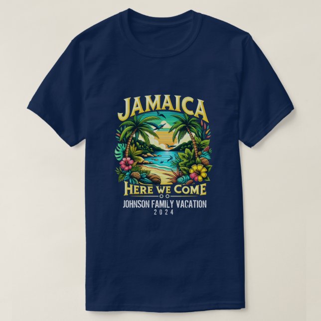 Jamaica Vacation Custom Name Year Group Matching T-Shirt (Design Front)