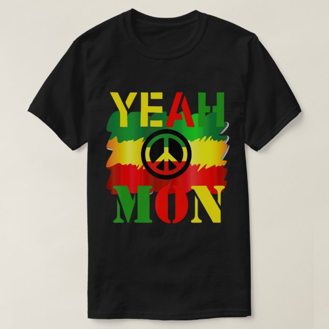 Jamaica Vacation Reggae Colours Yeah Mon T-Shirt (Design Front)