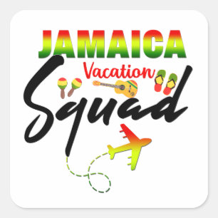 Jamaica Vacation Squad Group Matching Reggae Square Sticker