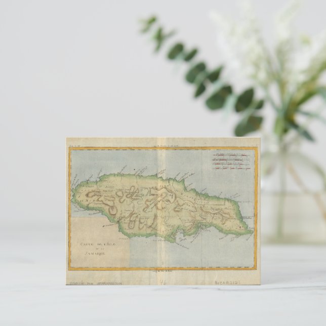 Jamaica Vintage Map Postcard (Standing Front)