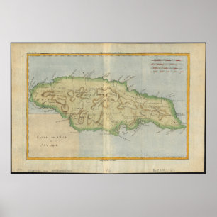 Jamaica Vintage Map Poster