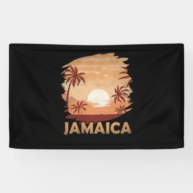 Jamaica Vintage Sunset Scene Graphic Banner (Horizontal)