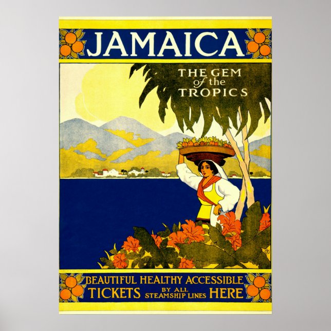 Jamaica, Vintage Travel Poster (Front)